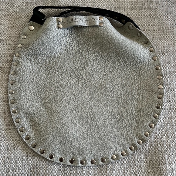 Rebellion Cream and Black leather wristlet with silver grommets - Picture 2 of 8